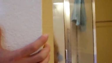 Brother with sister after shower